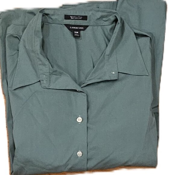 Women's 26W Green Wrinkle Free Broadcloth Oxford - Picture 2 of 4